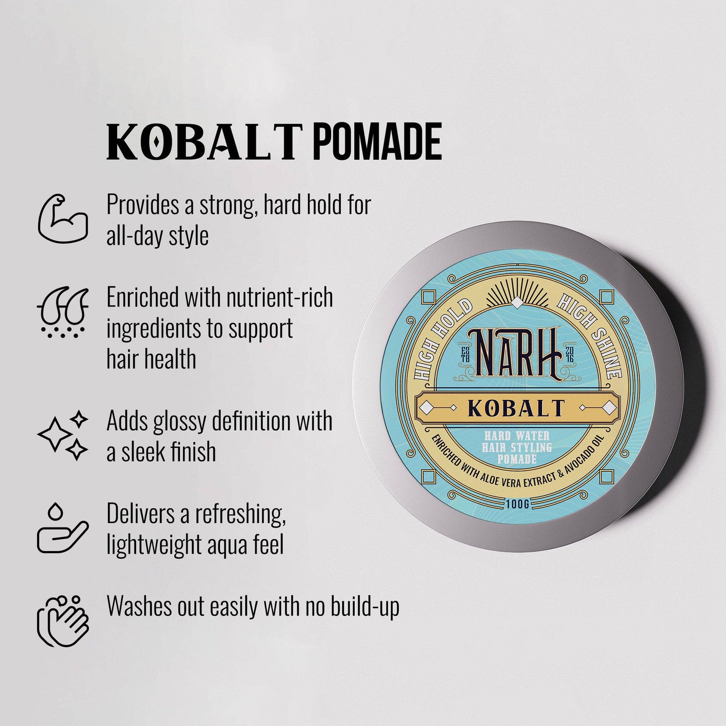 KOBALT | Hard Water Styling Hair Gel - Narh - hair styling