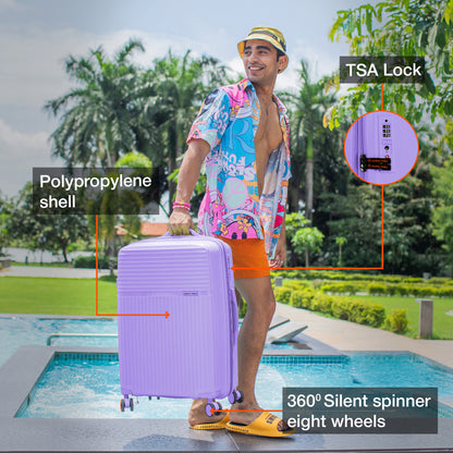 Nasher Miles Krabi Expander Hard-Sided Polypropylene Check-in Luggage Pastel Purple 28 inch |75 Trolley Bag