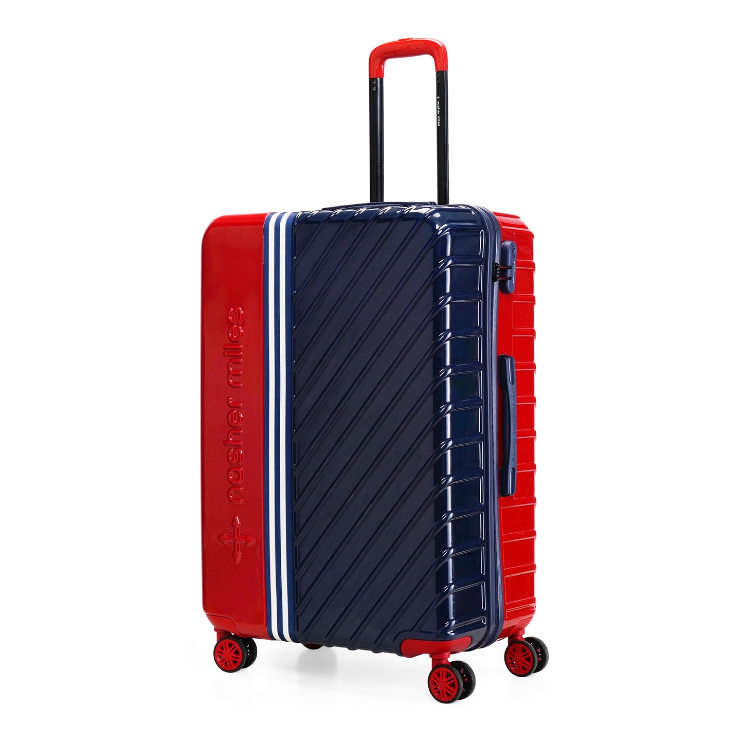 Nasher Miles Vegas Hard-Sided Polycarbonate Check-in Luggage Red&Blue 28 inch |75 Trolley Bag