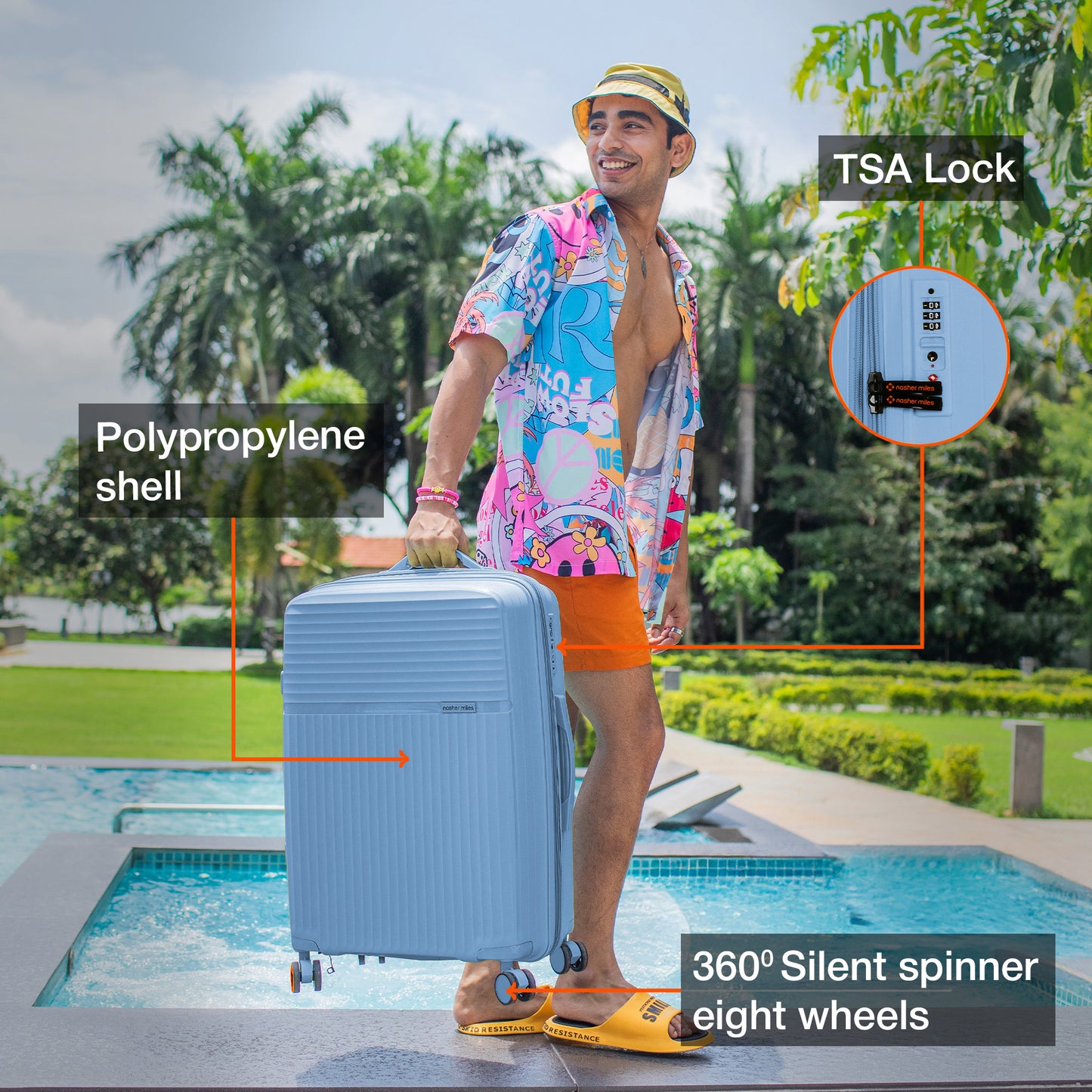 Nasher Miles Krabi Expander Hard-Sided Polypropylene Check-in Luggage Steel Blue 28 inch |75 Trolley Bag