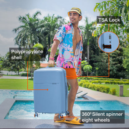 Nasher Miles Krabi Expander Hard-Sided Polypropylene Check-in Luggage Steel Blue 28 inch |75 Trolley Bag