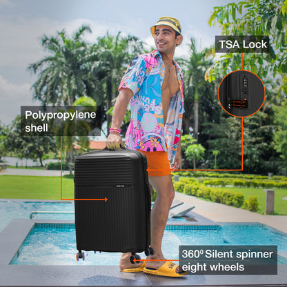 Nasher Miles Krabi Expander Hard-Sided Polypropylene Check-in Luggage Black 28 inch |75 Trolley Bag