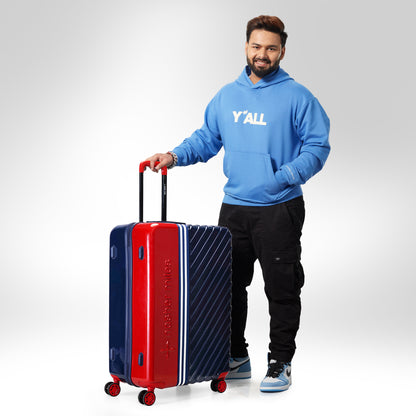 Nasher Miles Vegas Hard-Sided Polycarbonate Check-in Luggage Red&Blue 24 inch |65 Trolley Bag
