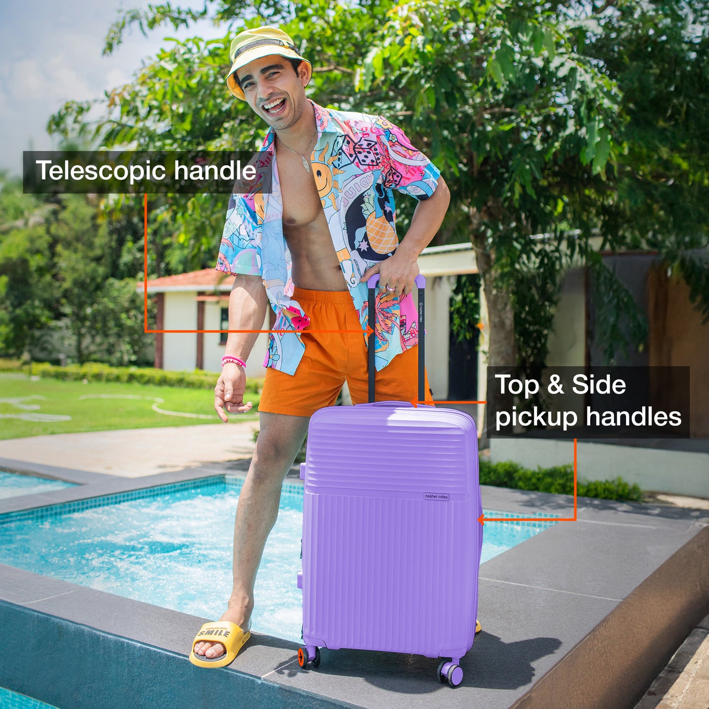 Nasher Miles Krabi Expander Hard-Sided Polypropylene Check-in Luggage Pastel Purple 24 inch |65 Trolley Bag