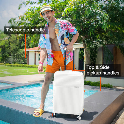 Nasher Miles Krabi Expander Hard-Sided Polypropylene Check-in Luggage White 28 inch |75 Trolley Bag