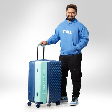 Nasher Miles Vegas Hard-Sided Polycarbonate Check-in Luggage Teal&Dark Blue 24 inch |65 Trolley Bag