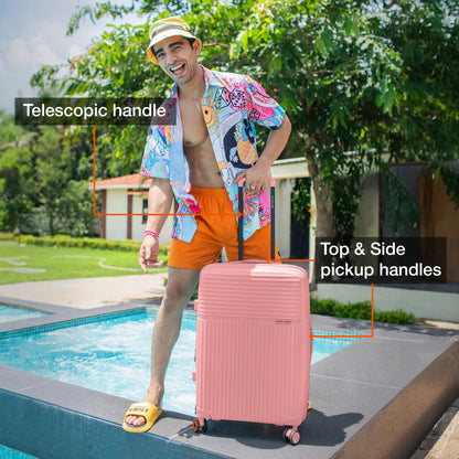 Nasher Miles Krabi Expander Hard-Sided Polypropylene Check-in Luggage Peach 28 inch |75 Trolley Bag