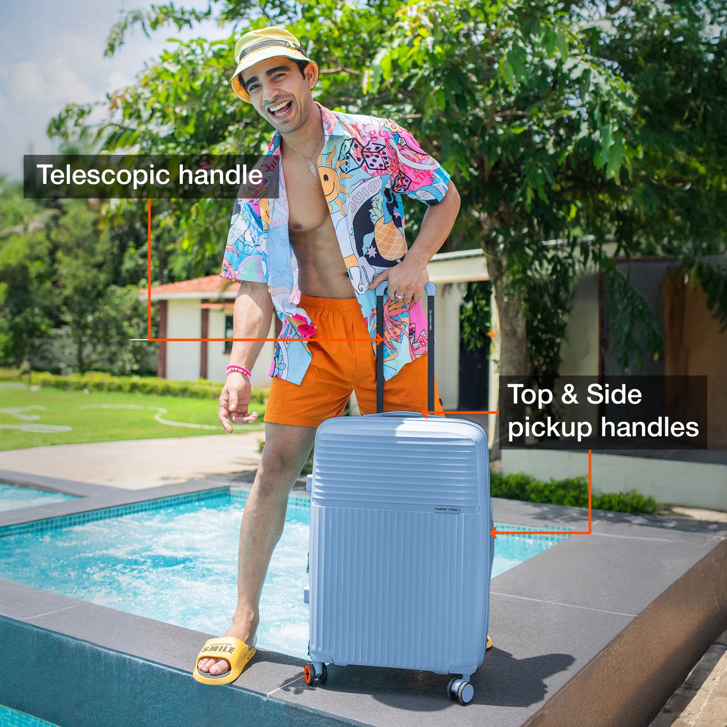 Nasher Miles Krabi Expander Hard-Sided Polypropylene Check-in Luggage Steel Blue 24 inch |65 Trolley Bag