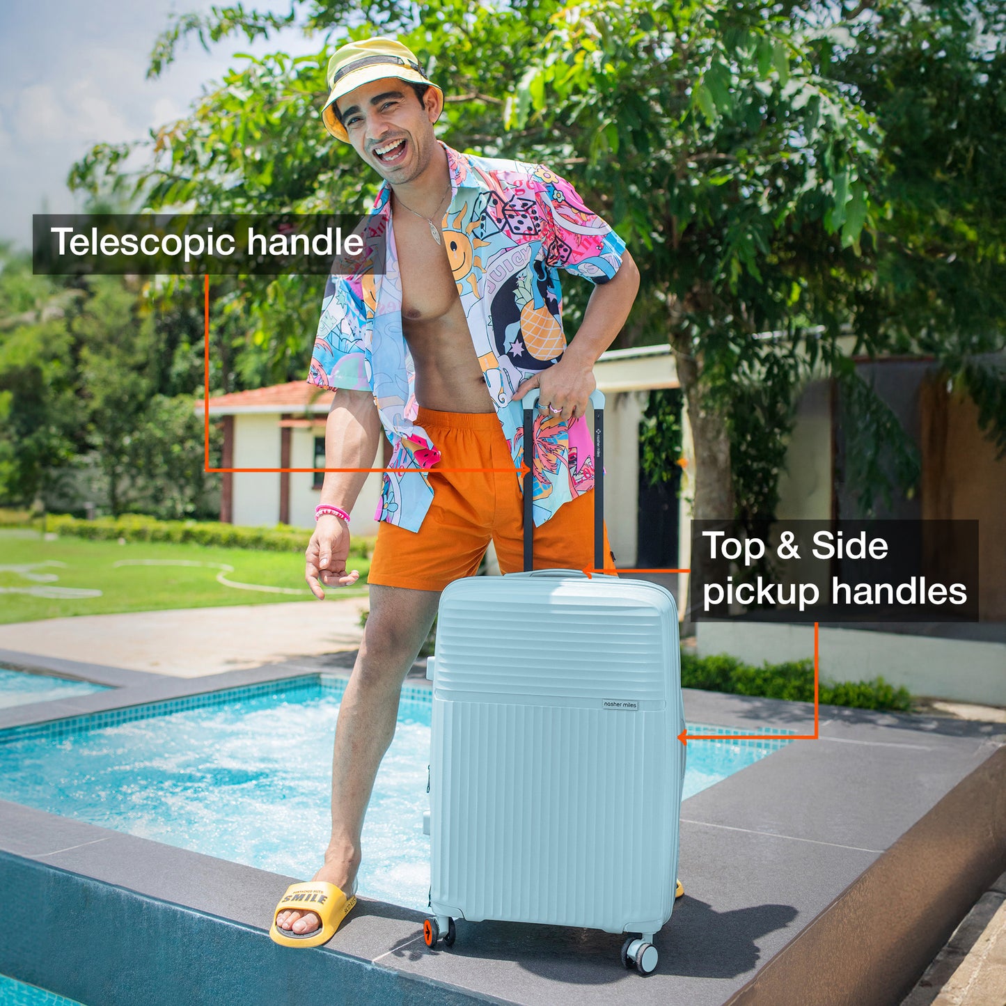 Nasher Miles Krabi Expander Hard-Sided Polypropylene Check-in Luggage Light Blue 24 inch |65 Trolley Bag