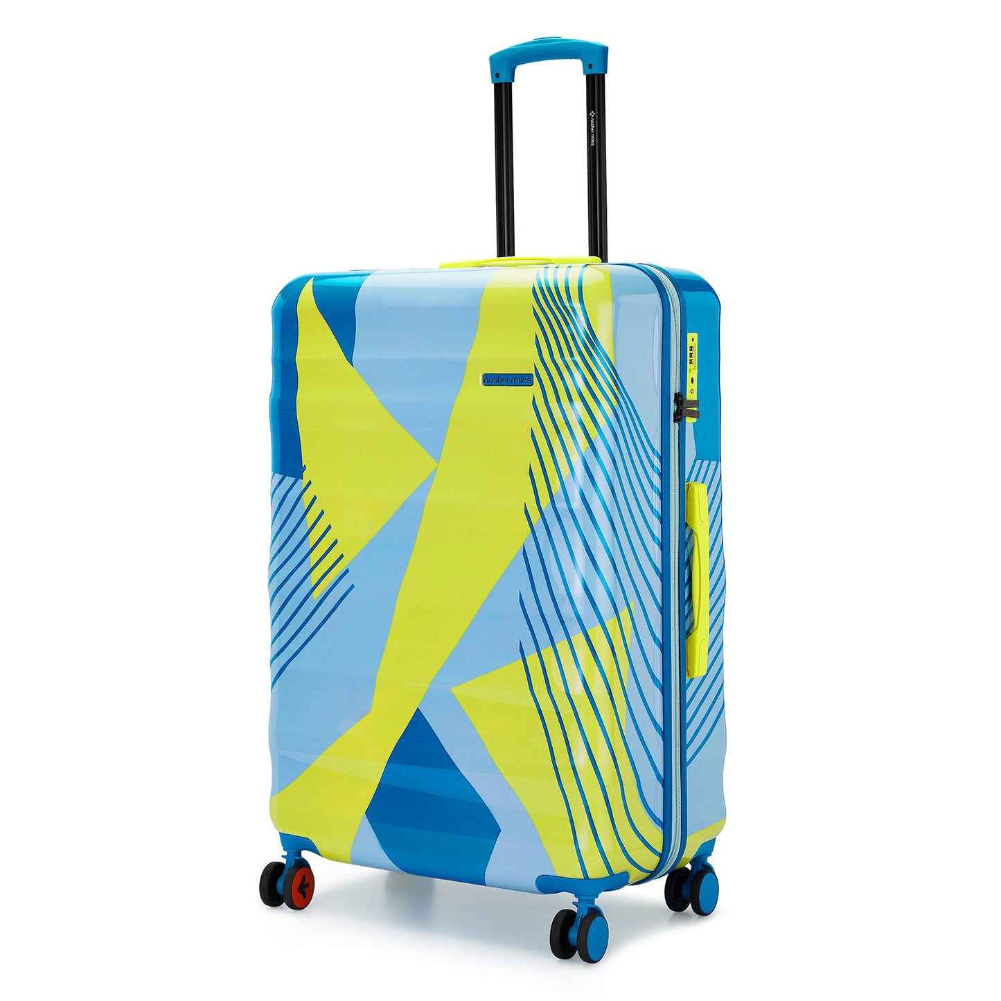 Nasher Miles Chicago Hard-Sided Polycarbonate Printed Check-in Luggage Lemon Teal 28 inch (75) Trolley Bag