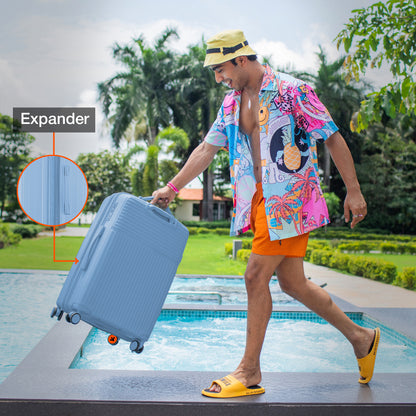 Nasher Miles Krabi Expander Hard-Sided Polypropylene Check-in Luggage Steel Blue 28 inch |75 Trolley Bag