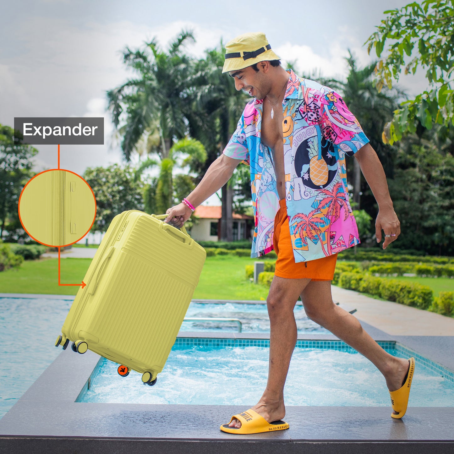 Nasher Miles Krabi Expander Hard-Sided Polypropylene Check-in Luggage Yellow 28 inch |75 Trolley Bag