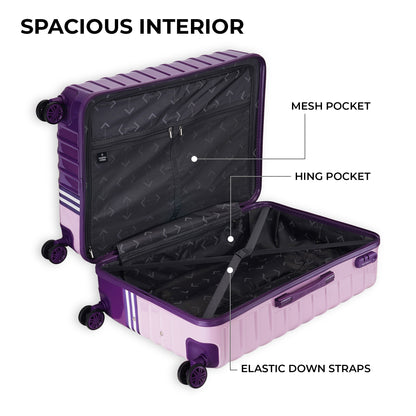 Nasher Miles Vegas Hard-Sided Polycarbonate Check-in Luggage Light Purple&Magenta 28 inch |75 Trolley Bag