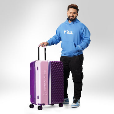 Nasher Miles Vegas Hard-Sided Polycarbonate Check-in Luggage Light Purple&Magenta 24 inch |65 Trolley Bag