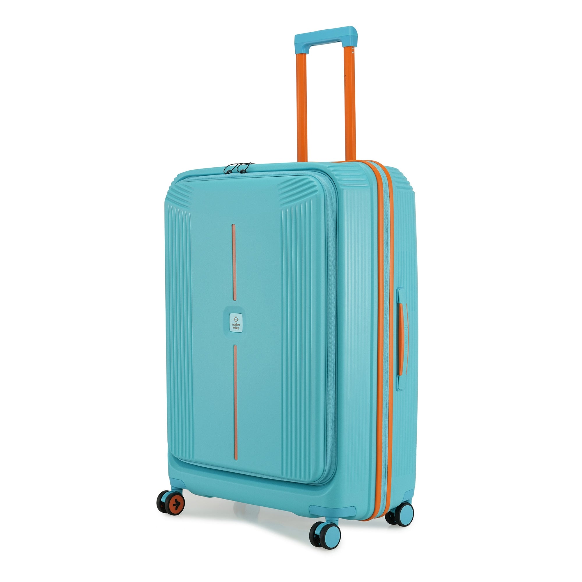 Nasher Miles Alexandria Hard-Sided Polypropylene TSA Lock Check-in Luggage 28 inch | 75cm | 8 Wheels Large Trolley Bag for Travel | Suitcase (Teal Peach) | Nasher Miles at Broadway