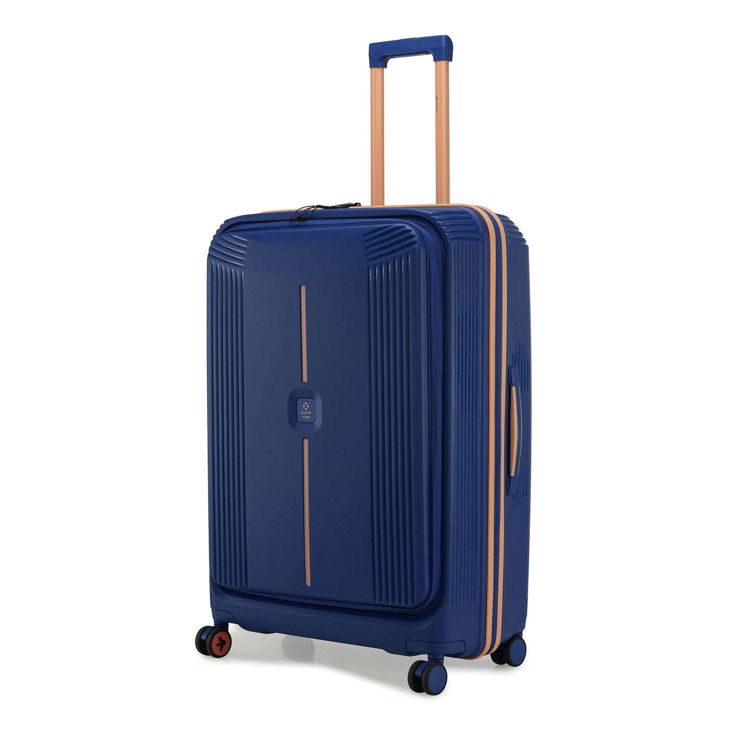 Nasher Miles Alexandria Hard-Sided Polypropylene TSA Lock Check-in Luggage 28 inch | 75cm | 8 Wheels Large Trolley Bag for Travel | Suitcase (Navy Blue Peach)