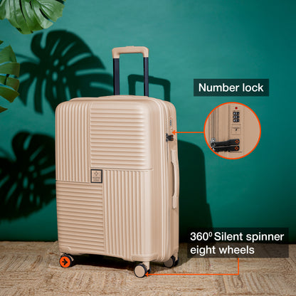 Nasher Miles Singapore Hard-Sided Polypropylene Check-in Luggage Champagne 28 inch |75 Trolley Bag