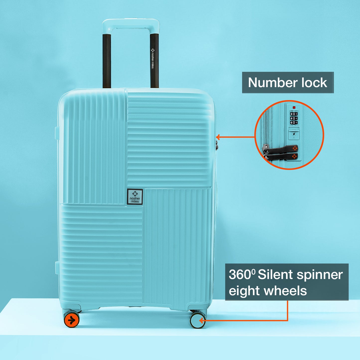 Nasher Miles Singapore Hard-Sided Polypropylene Check-in Luggage Light Blue 28 inch |75 Trolley Bag