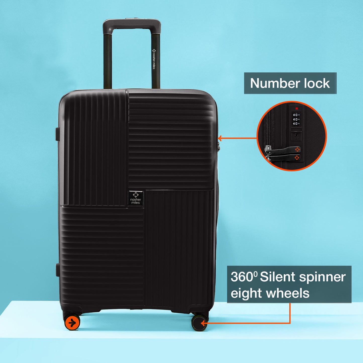 Nasher Miles Singapore Hard-Sided Polypropylene Check-in Luggage Black 24 inch |65 Trolley Bag