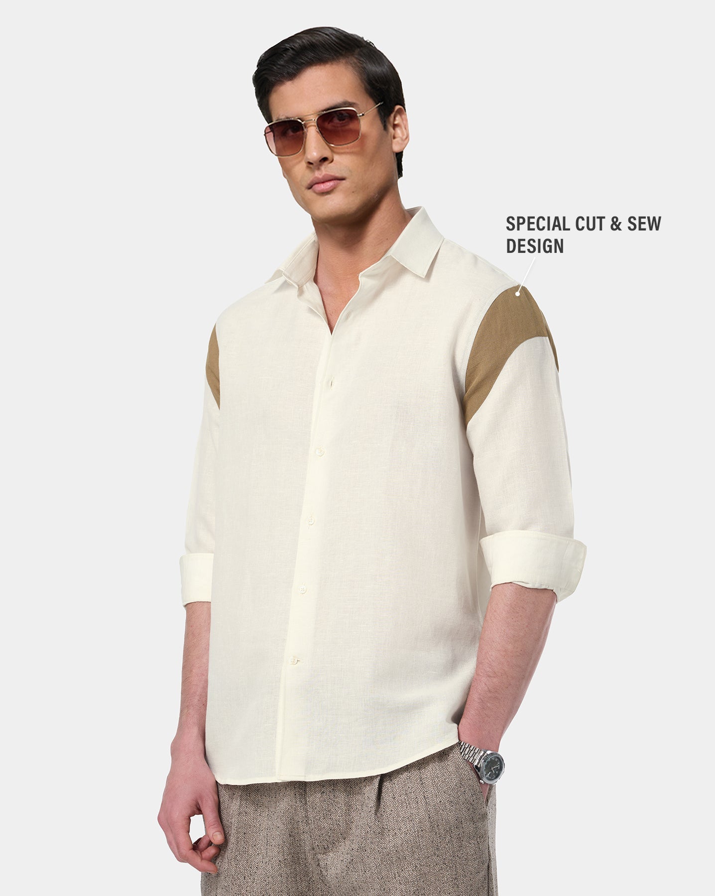 The Cut & Sew Runway Shirt Eggshell White