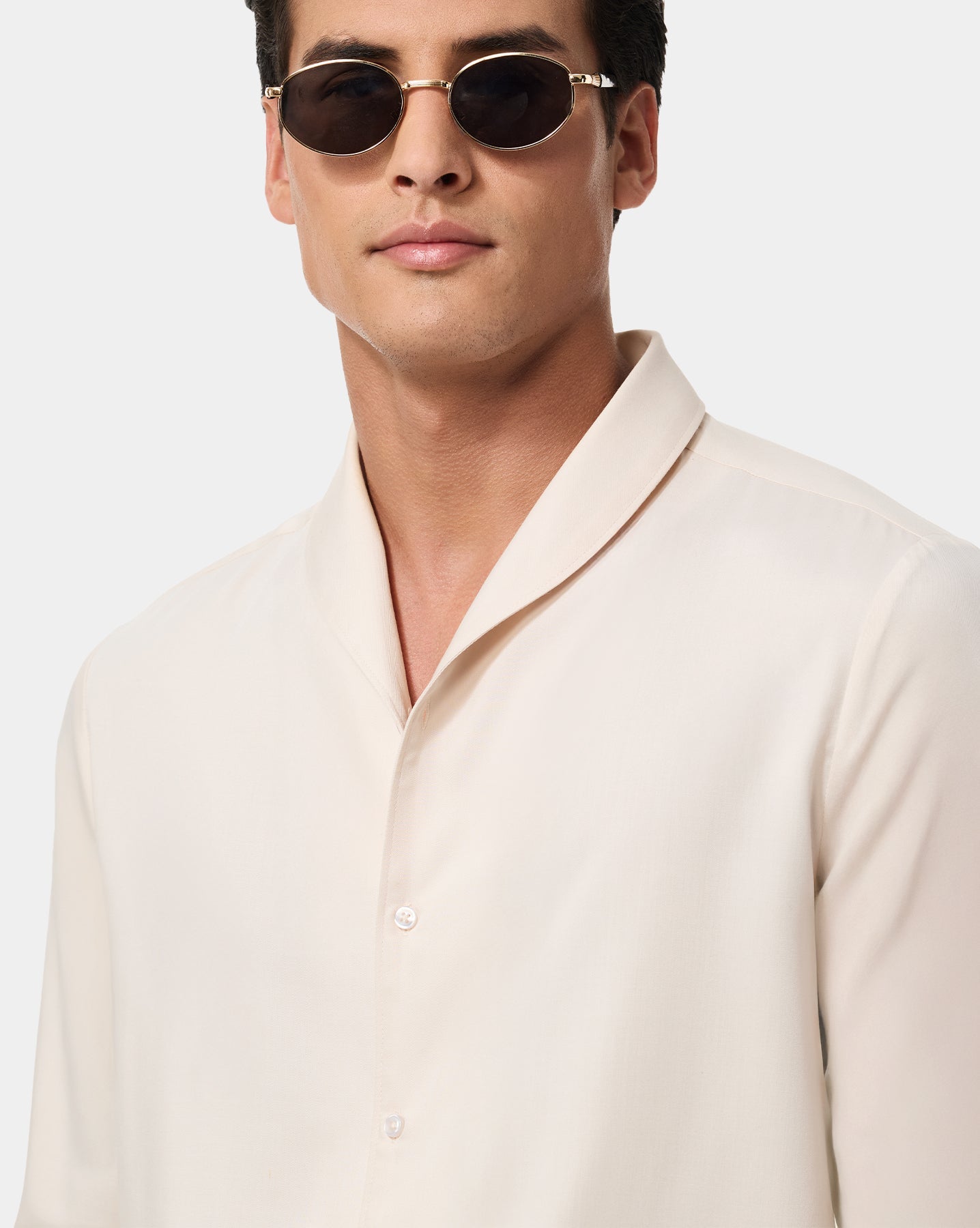 The Drape Runway Shirt Candle Beige