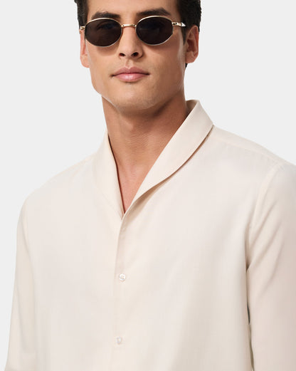 The Drape Runway Shirt Candle Beige