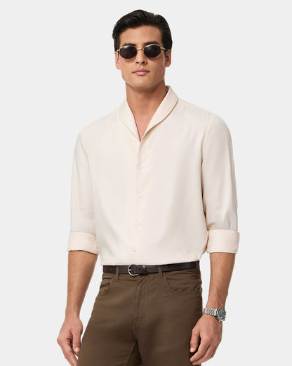 The Drape Runway Shirt Candle Beige