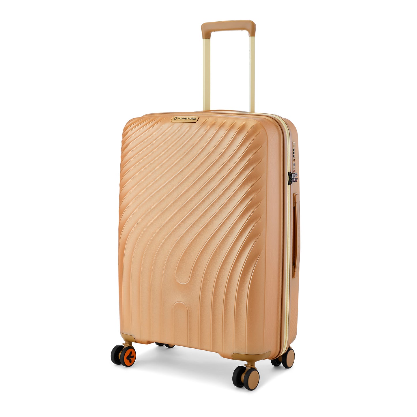 Nasher Miles Capri Hard-Sided Polypropylene Check-in Luggage 28 inch | 75cm | 8 Wheels Large Trolley Bag for Travel | Suitcase (Champagne & RoseGold)