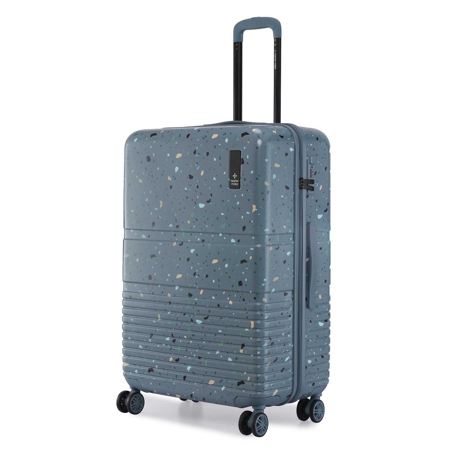 Nasher Miles Venice Hard-Sided Polycarbonate Check-in Terrazzo Printed Luggage 28 inch | 75cm | 8 Wheels Large Trolley Bag for Travel | Suitcase (Blue)