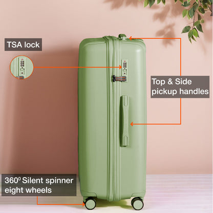 Nasher Miles The Line Hard-Sided Polypropylene Check-in Luggage Avacado Green 28 inch |75 Trolley Bag