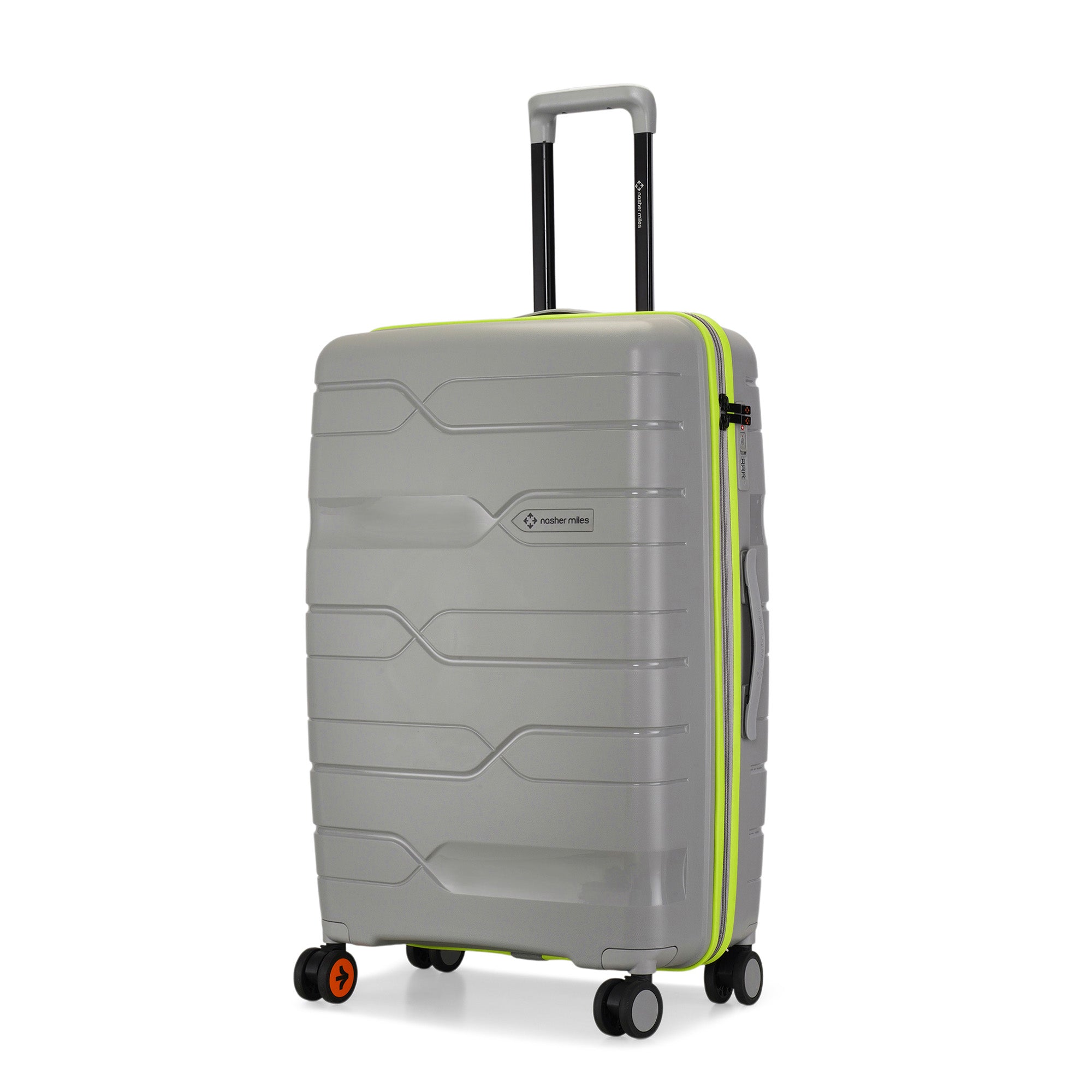 Nasher Miles Cannes Hard-sided Polypropylene Check-In Luggage Grey Neon Green 28 inch | 75 cm Large Trolley bag | Nasher Miles at Broadway