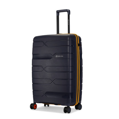 Nasher Miles Cannes Hard-sided Polypropylene Check-In Luggage Navy Blue Yellow 28 inch | 75 cm Large Trolley bag