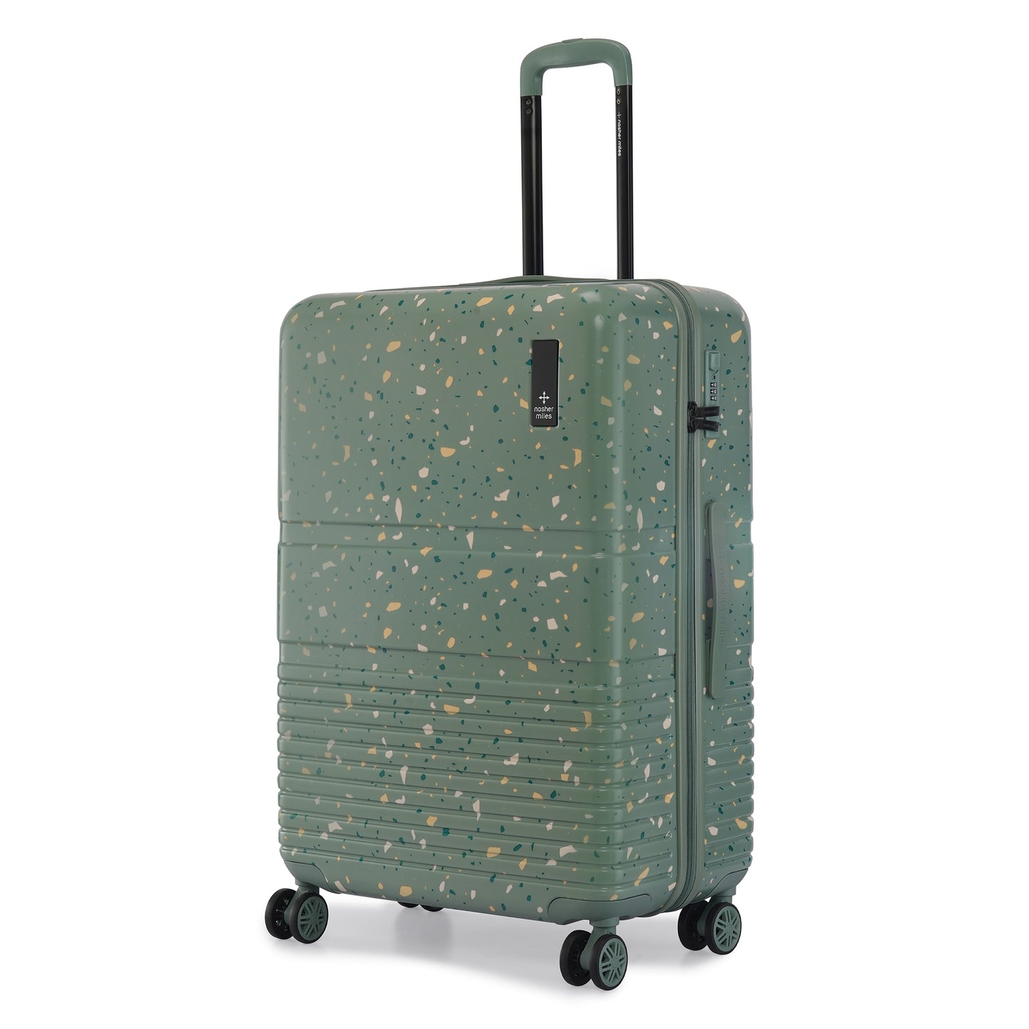 Nasher Miles Venice Hard-Sided Polycarbonate Check-in Terrazzo Printed Luggage 28 inch | 75cm | 8 Wheels Large Trolley Bag for Travel | Suitcase (Green)