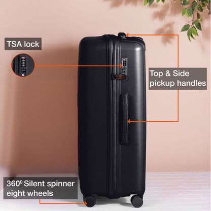 Nasher Miles The Line Hard-Sided Polypropylene Check-in Luggage Black 24 inch |65 Trolley Bag