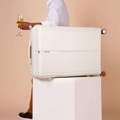 Nasher Miles The Line Hard-Sided Polypropylene Check-in Luggage White 24 inch |65 Trolley Bag