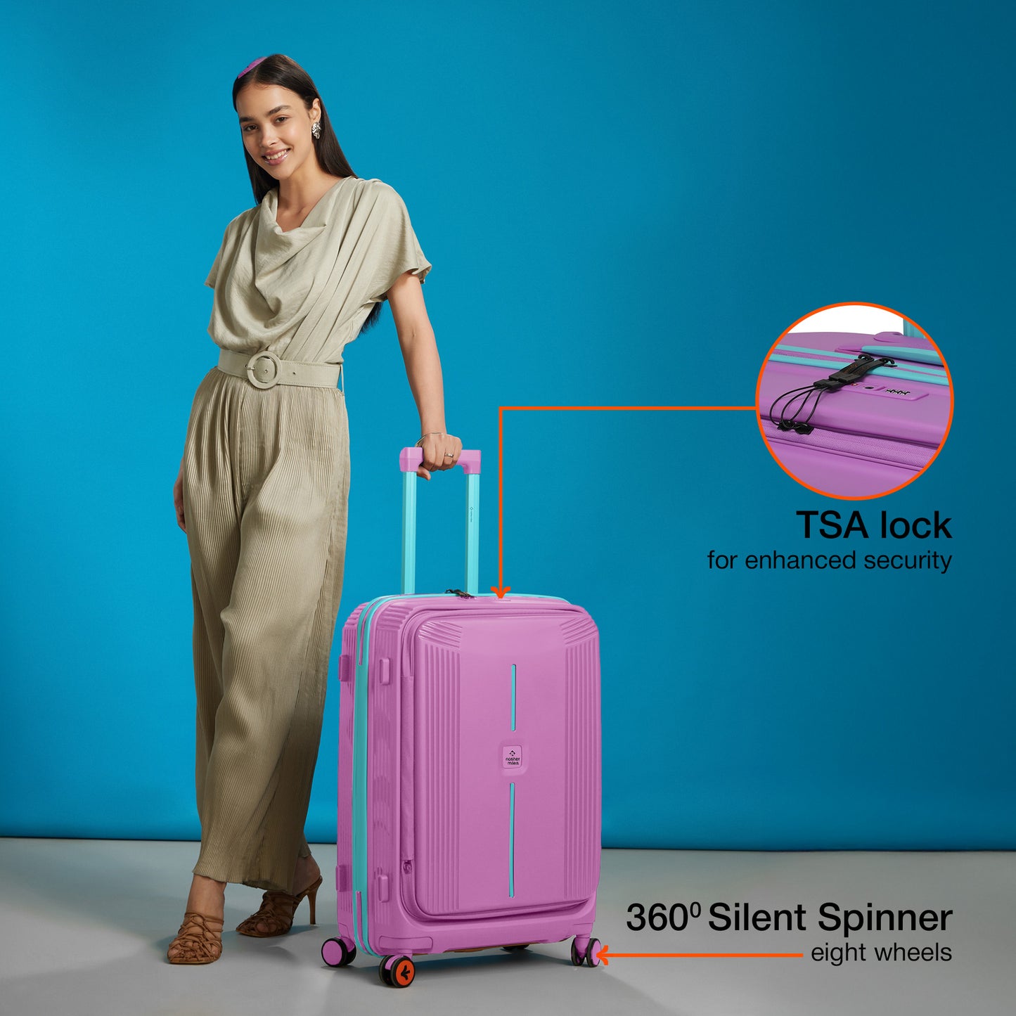 Nasher Miles Alexandria Hard-Sided Polypropylene TSA Lock Check-in Luggage 28 inch | 75cm | 8 Wheels Large Trolley Bag for Travel | Suitcase (Purple Blue)