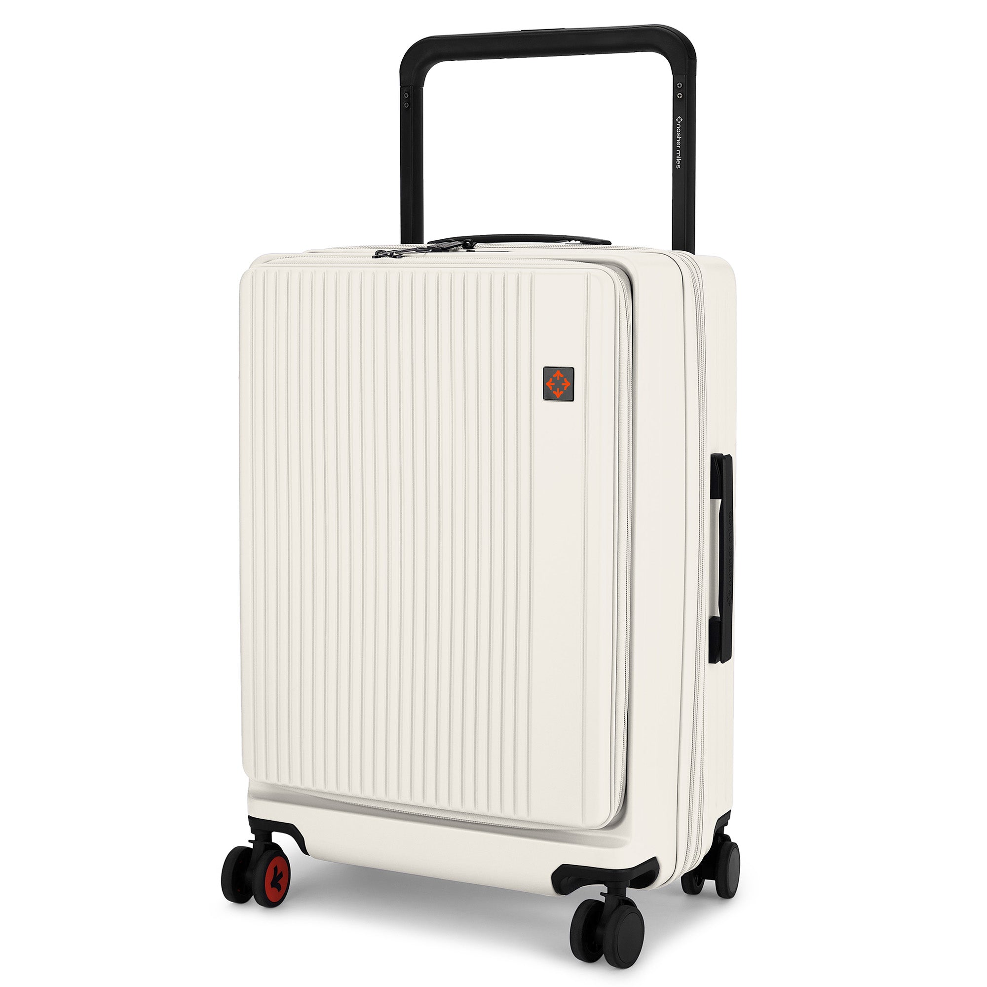 Nasher Miles Silicon Valley Expander Hard-Sided Polycarbonate Wide Telescopic Handle Front Opening Check-In Luggage White 24 inch |65 Trolley Bag | Nasher Miles at Broadway