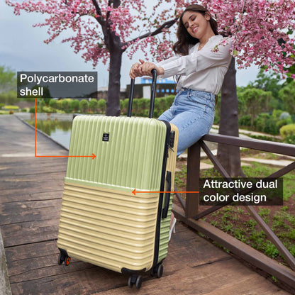 Nasher Miles Istanbul Hard-Sided ABS and PC Check-in Luggage 24 inch | 65cm | 8 Wheels Medium Trolley Bag for Travel | Suitcase (Green Yellow)