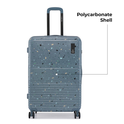 Nasher Miles Venice Hard-Sided Polycarbonate Check-in Terrazzo Printed Luggage 28 inch | 75cm | 8 Wheels Large Trolley Bag for Travel | Suitcase (Blue)