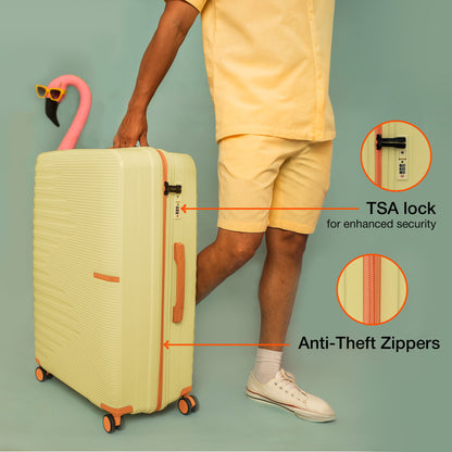 Nasher Miles Havelock TSA Lock and Anti-Theft Hard-Sided Polypropylene Check-in Luggage Cream 24 inch |65 Trolley Bag | Suitcase