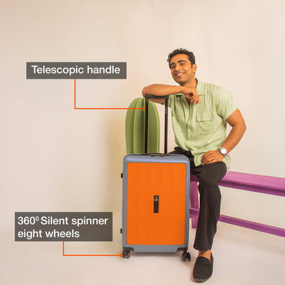 Nasher Miles Zanzibar TSA Lock Hard-Sided Polycarbonate Check-in Luggage Orange Grey 28 inch |75 Trolley Bag| Suitcase