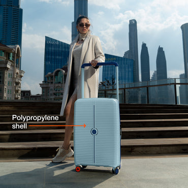 Nasher Miles Dubai TSA Lock Hard-Sided Polypropylene Check-in Luggage 24 inch | 65cm | 8 Wheels Medium Trolley Bag for Travel | Suitcase (Green Navy Blue)