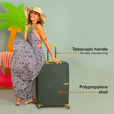 Nasher Miles Havelock TSA Lock and Anti-Theft Hard-Sided Polypropylene Check-in Luggage Olive Green 24 inch |65 Trolley Bag | Suitcase