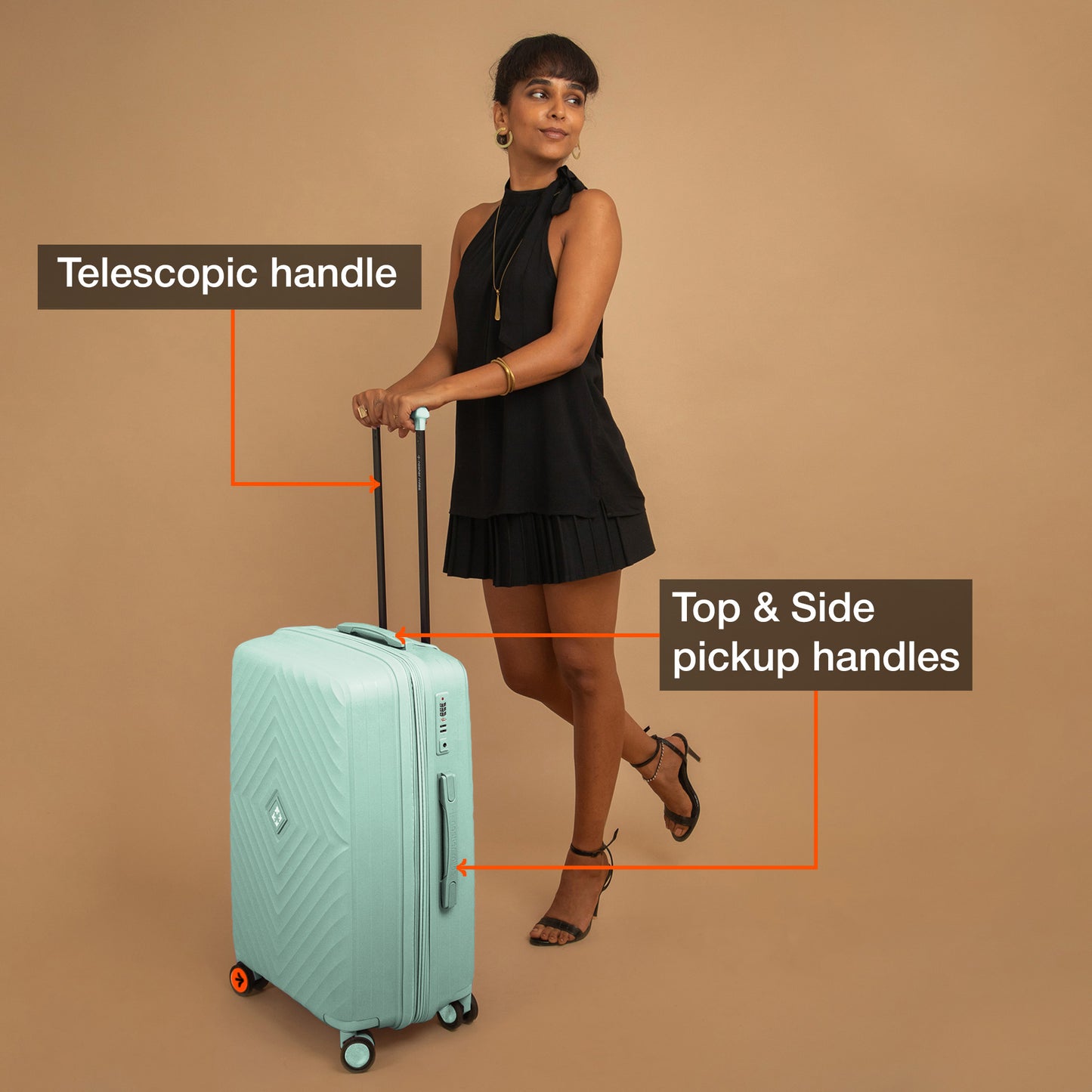 Nasher Miles Antwerp Hard-Sided Polypropylene Check-in Luggage 28 inch | 75cm TSA Lock 8 Wheels & Expander Large Trolley Bag for Travel | Suitcase (Pastel Green)