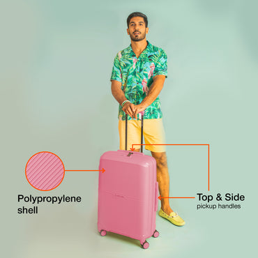 Nasher Miles Hawaii TSA Lock and Anti-Theft Hard-Sided Polypropylene Check-in Luggage Pink 24 inch |65 Trolley Bag | Suitcase
