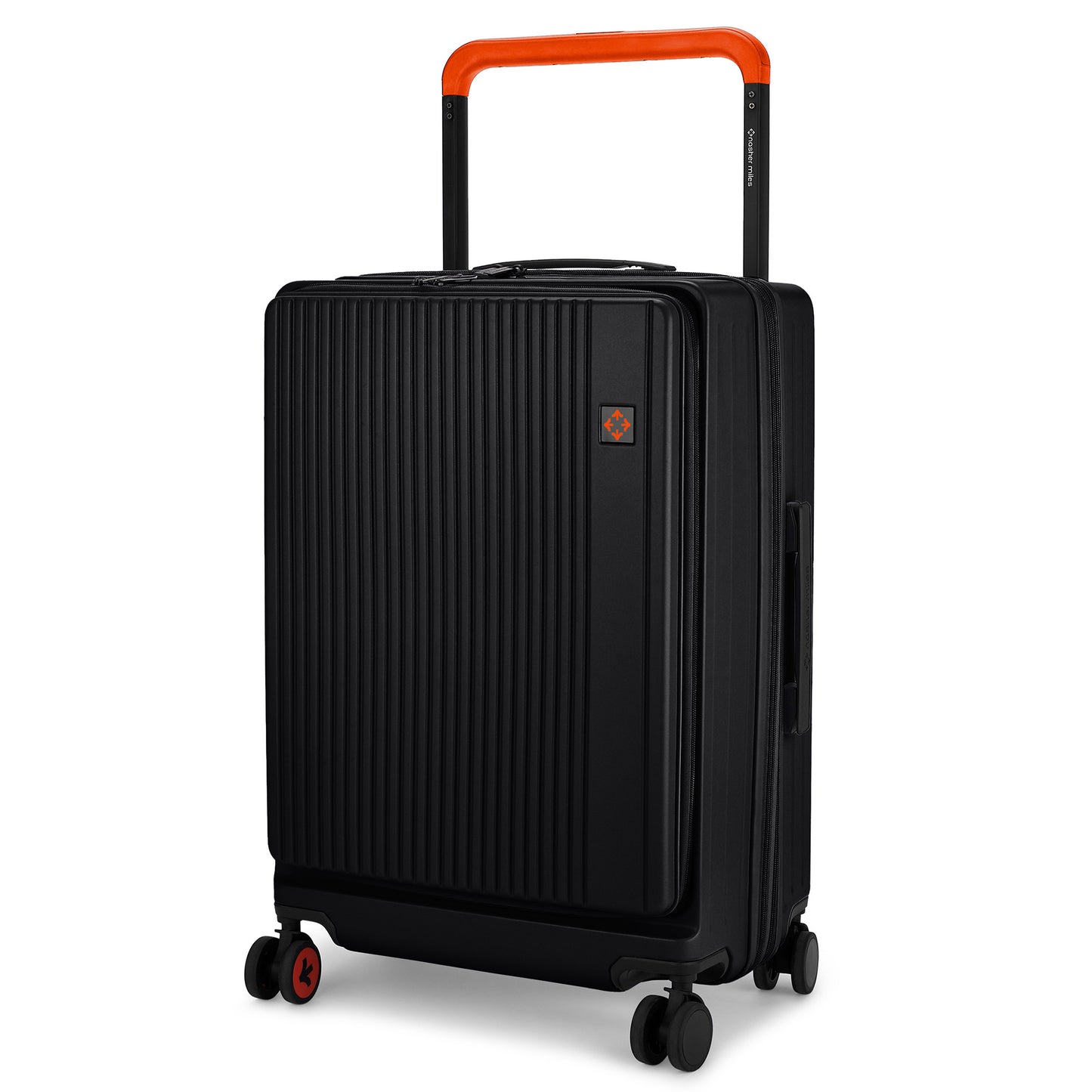 Nasher Miles Silicon Valley Expander Hard-Sided Polycarbonate Wide Telescopic Handle Front Opening Check-In Luggage Black 24 inch |65 Trolley Bag