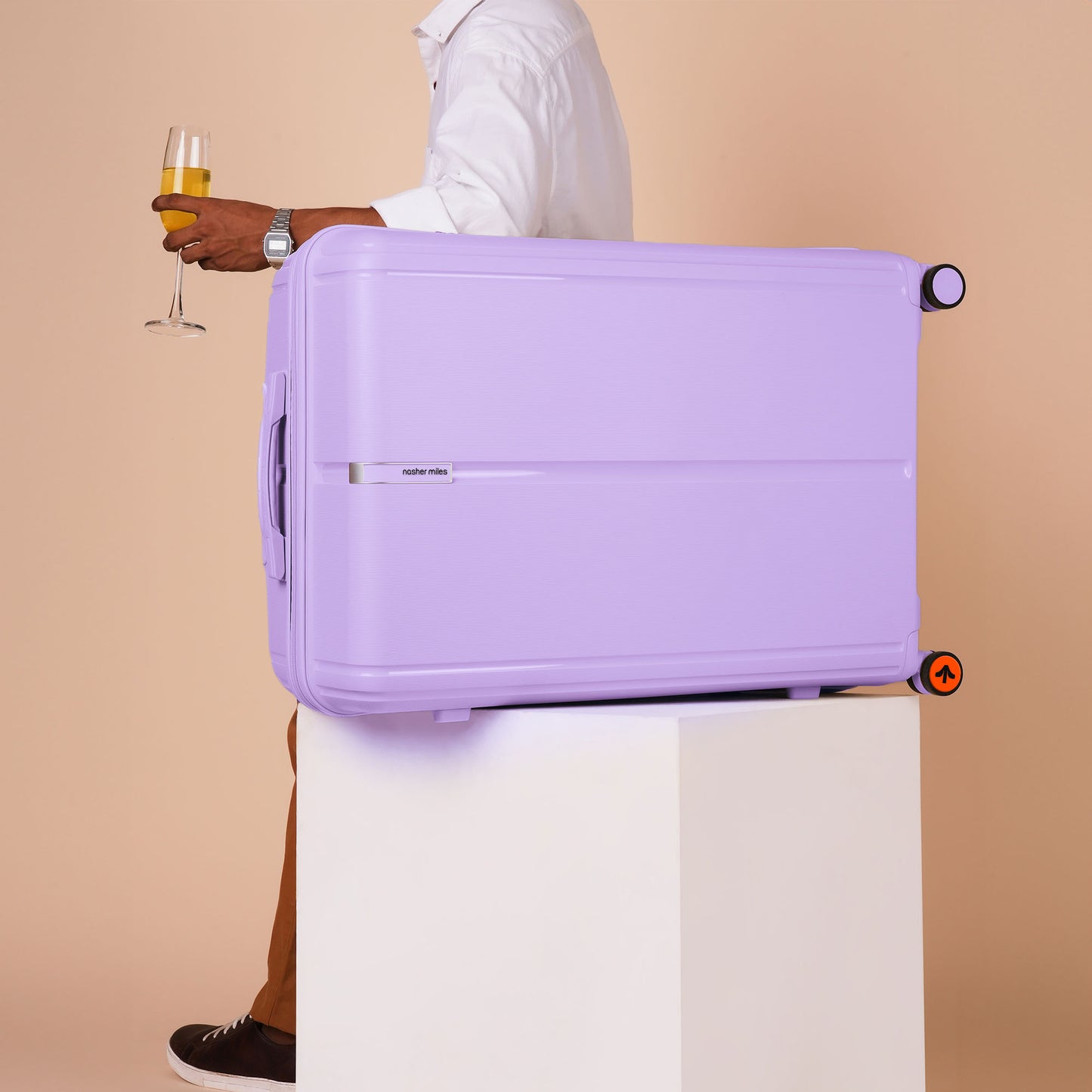 Nasher Miles The Line Hard-Sided Polypropylene Check-in Luggage Purple 28 inch |75 Trolley Bag