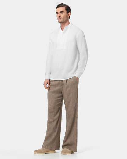 The Half Pintuck Placket Runway Shirt Off White