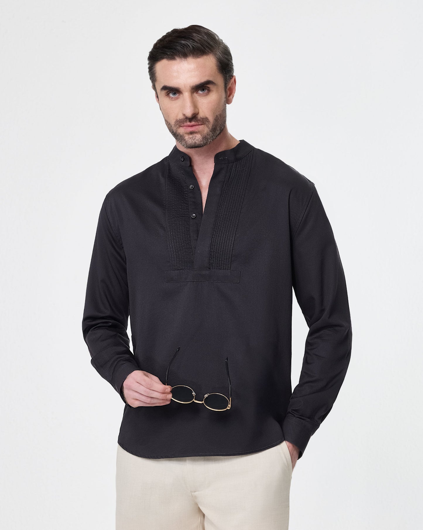 The Half Pintuck Placket Runway Shirt Berry