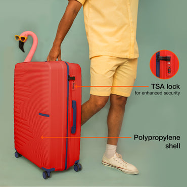Nasher Miles Havelock TSA Lock and Anti-Theft Hard-Sided Polypropylene Check-in Luggage Red 28 inch |75 Trolley Bag | Suitcase